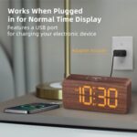 uscce Wooden Digital Alarm Clocks for Bedrooms: Dimmable Dual Alarm Clock with L... - Image 4