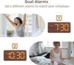 uscce Wooden Digital Alarm Clocks for Bedrooms: Dimmable Dual Alarm Clock with L... - Image 6