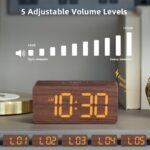 uscce Wooden Digital Alarm Clocks for Bedrooms: Dimmable Dual Alarm Clock with L... - Image 7