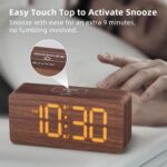 uscce Wooden Digital Alarm Clocks for Bedrooms: Dimmable Dual Alarm Clock with L... - Image 9