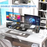 gianotter Dual Monitor Stand Riser, Desk Organizer With Drawer and 2 Pen Holders... - Image 4