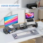 gianotter Dual Monitor Stand Riser, Desk Organizer With Drawer and 2 Pen Holders... - Image 5