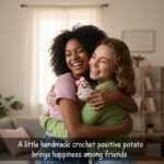 Mini Positive Cute Funny Life Potato Knitted Holding Card Creative Cute Crochet ... - Image 6