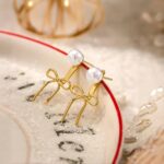 Risamil 14K Gold Plated/Silver Earrings for Women Trendy, Dainty Bow Earrings fo... - Image 6