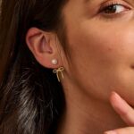 Risamil 14K Gold Plated/Silver Earrings for Women Trendy, Dainty Bow Earrings fo... - Image 8