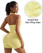OMKAGI 2 Piece Workout Sets for Women Halter Sports Bra Tank Gym Biker Shorts Ou... - Image 5