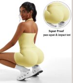 OMKAGI 2 Piece Workout Sets for Women Halter Sports Bra Tank Gym Biker Shorts Ou... - Image 6