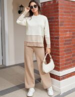 Tanming Women's Lounge Sets 2 Piece Outfits Knitted Pullover Sweater Tops Wide L... - Image 4