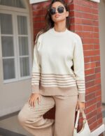 Tanming Women's Lounge Sets 2 Piece Outfits Knitted Pullover Sweater Tops Wide L... - Image 5