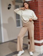Tanming Women's Lounge Sets 2 Piece Outfits Knitted Pullover Sweater Tops Wide L... - Image 8