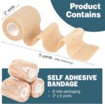 AZEN 8 Pack Self Adhesive Bandage Wrap, Elastic Cohesive Bandage Wrap, Skin Colo... - Image 3