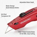 WORKPRO Premium Utility Knife, Retractable All Metal Heavy Duty Box Cutter, Quic... - Image 3