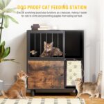 Dog Proof Cat Feeding Station, Cat Feeding Station with Scratching Board, Raised... - Image 3