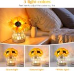 AMWGIMI Sunflowers Flower Lamp,Rechargeable Cordless Touch Table Lamp,3-Colour I... - Image 4