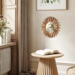 Honiway Wall Mirror Decorative 12 inch Rustic Wood Mirror Sunburst Boho Mirror f... - Image 4