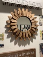 Honiway Wall Mirror Decorative 12 inch Rustic Wood Mirror Sunburst Boho Mirror f... - Image 5