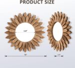 Honiway Wall Mirror Decorative 12 inch Rustic Wood Mirror Sunburst Boho Mirror f... - Image 6