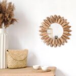Honiway Wall Mirror Decorative 12 inch Rustic Wood Mirror Sunburst Boho Mirror f... - Image 8