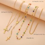 4PCS Layered Gold Cross Necklaces for Women Trendy, Bohemian Bead Pearl Y Long P... - Image 4