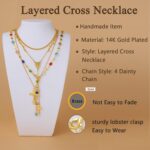4PCS Layered Gold Cross Necklaces for Women Trendy, Bohemian Bead Pearl Y Long P... - Image 5