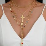 4PCS Layered Gold Cross Necklaces for Women Trendy, Bohemian Bead Pearl Y Long P... - Image 7