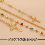 4PCS Layered Gold Cross Necklaces for Women Trendy, Bohemian Bead Pearl Y Long P... - Image 8