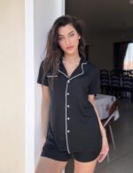 Ekouaer Pajamas Set for Women Short Sleeve Sleepwear Button Down Pjs Soft 2 Piec... - Image 3