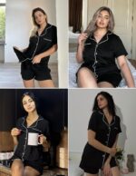 Ekouaer Pajamas Set for Women Short Sleeve Sleepwear Button Down Pjs Soft 2 Piec... - Image 6