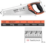 14 Inch Hand Saw, Heavy Duty Wood Saw with Ergonomical Handle Rust-proof Handsaw... - Image 4