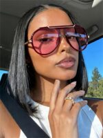 GUVIVI Oversized Aviator Sunglasses for Women Men 2026 70s Retro Gold Metal Sun ... - Image 3