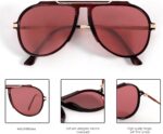 GUVIVI Oversized Aviator Sunglasses for Women Men 2026 70s Retro Gold Metal Sun ... - Image 5