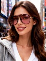 GUVIVI Oversized Aviator Sunglasses for Women Men 2026 70s Retro Gold Metal Sun ... - Image 8