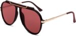 GUVIVI Oversized Aviator Sunglasses for Women Men 2026 70s Retro Gold Metal Sun ... - Image 9