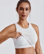 PINSPARK Women Sports Bra High Neck Racerback Workout Crop Tank Top Longline Pad... - Image 5