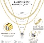 WomenGifts Layered Gold Necklaces for Women, 14K Gold Sterling Silver Plated Dai... - Image 8