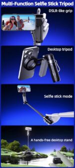 4 in 1 Magnetic Tripod Pocket Selfie Stick Extendable Cell Phone Stand Portable ... - Image 8