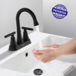 Bathroom Faucets for Sink 3 Hole, Hurran 4 inch Matte Black with Pop-up Drain an... - Image 3