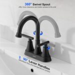 Bathroom Faucets for Sink 3 Hole, Hurran 4 inch Matte Black with Pop-up Drain an... - Image 4