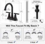 Bathroom Faucets for Sink 3 Hole, Hurran 4 inch Matte Black with Pop-up Drain an... - Image 6