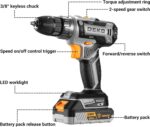 Power Drill Cordless: DEKOPRO Cordless Drill 20V Electric Power Drills Set Tool ... - Image 3