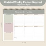 Weekly To Do List Notepad, Undated Planner with 52 Sheets (8.5''x11''), Desk Wee... - Image 4