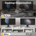 BONTEC Dual Monitor Stand Riser, Adjustable Length & Swivel Angle, Ergonomic Woo... - Image 3