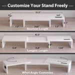 BONTEC Dual Monitor Stand Riser, Adjustable Length & Swivel Angle, Ergonomic Woo... - Image 4