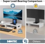 BONTEC Dual Monitor Stand Riser, Adjustable Length & Swivel Angle, Ergonomic Woo... - Image 6
