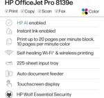 HP OfficeJet Pro 8139e Wireless All-in-One Color Inkjet Printer, Print, scan, Co... - Image 3