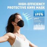 akgk KN95 Face Masks 50 Pack for Adults, 5-Ply Black Disposable Face Mask Agains... - Image 3