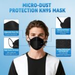 akgk KN95 Face Masks 50 Pack for Adults, 5-Ply Black Disposable Face Mask Agains... - Image 5
