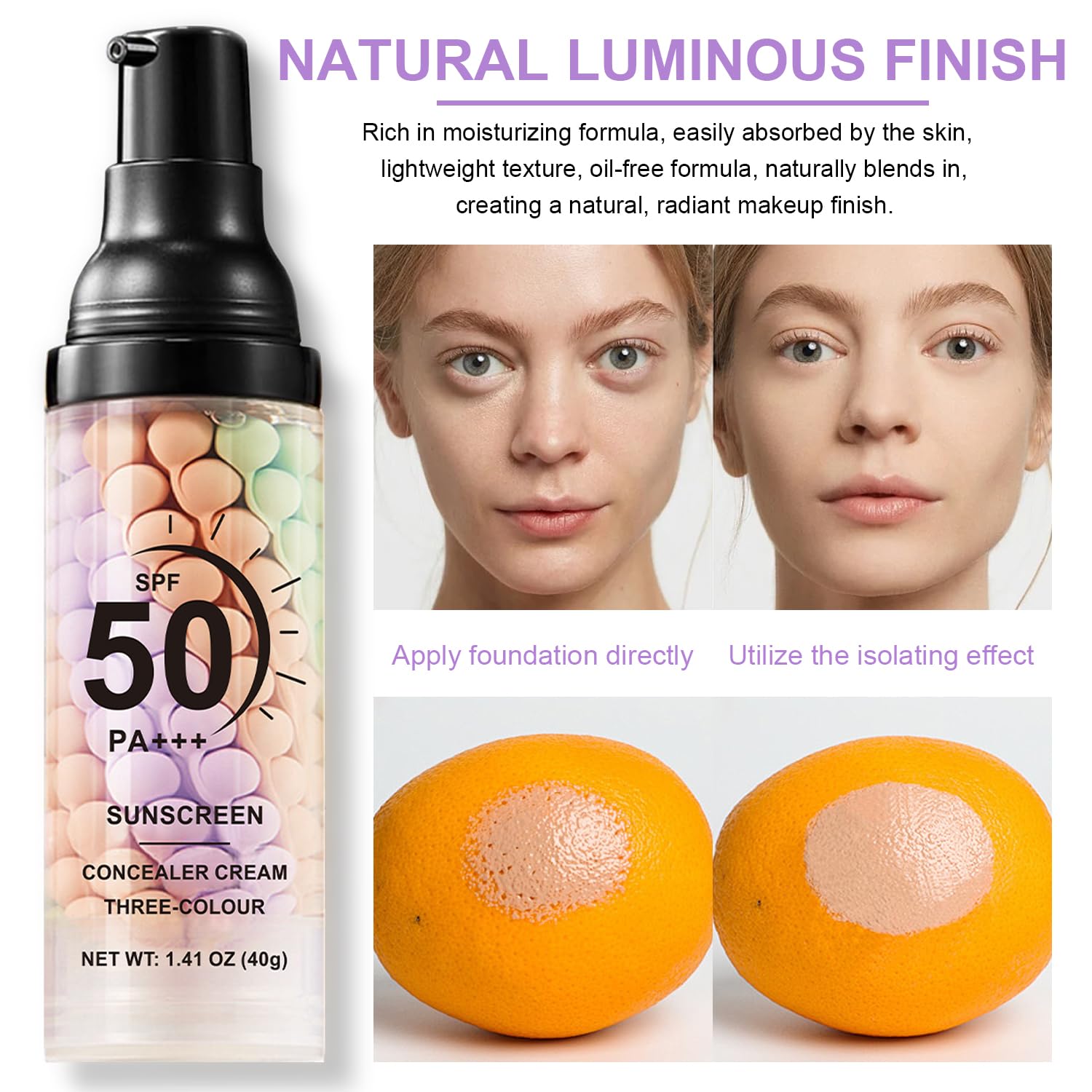 3 in 1 Color Correcting Serum, SPF Primer for Face Before Makeup, Sunscreen One ... - Image 7