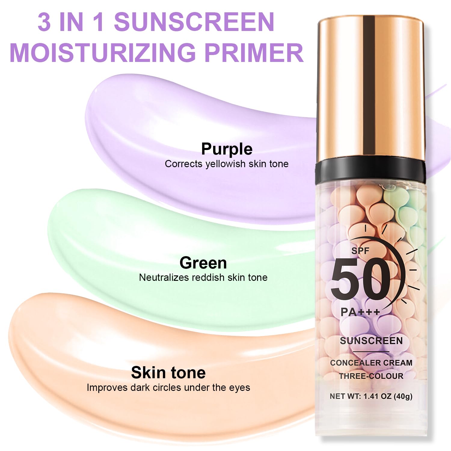 3 in 1 Color Correcting Serum, SPF Primer for Face Before Makeup, Sunscreen One ... - Image 8