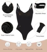 SHAPERX Women's Tummy Control Shapewear Thong Bodysuit Seamless Waist Snatching ... - Image 5